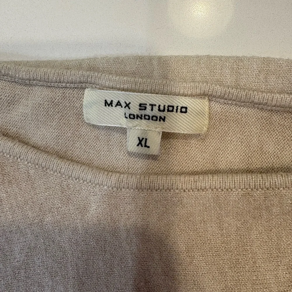 Max Studio Oatmeal Sweater Gathered 3/4 Dolman Sleeves Relaxed Fit Top Size XL - Picture 3 of 3